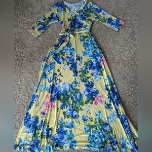 Pink blush sash tie maxi dress small